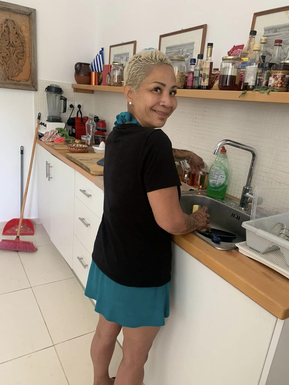 Elle at work in the kitchen
